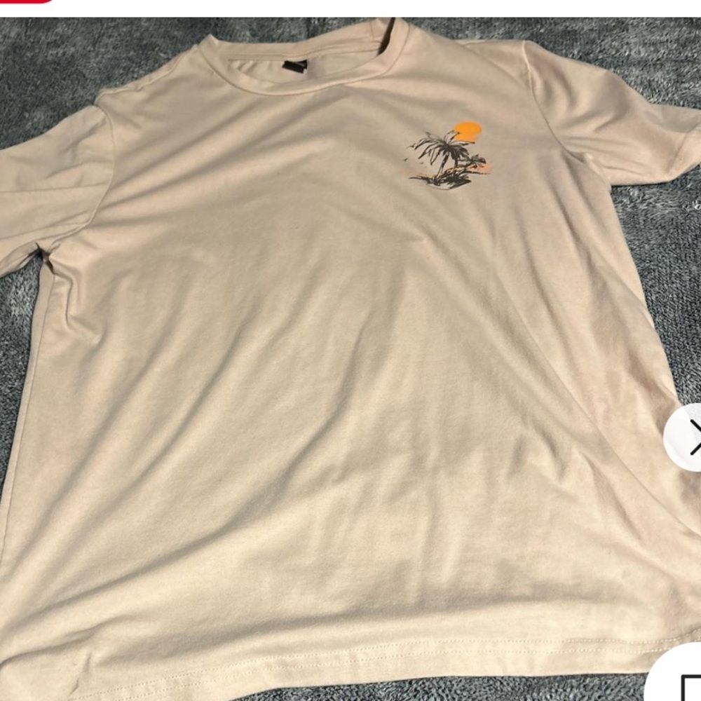 SHEIN Tan Palm Tree Graphic Tee